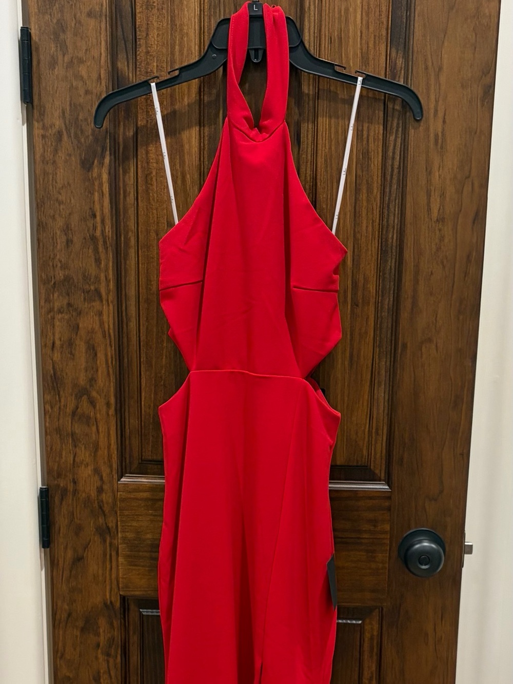 Red Sleeveless Cutout Jumpsuit Dress
